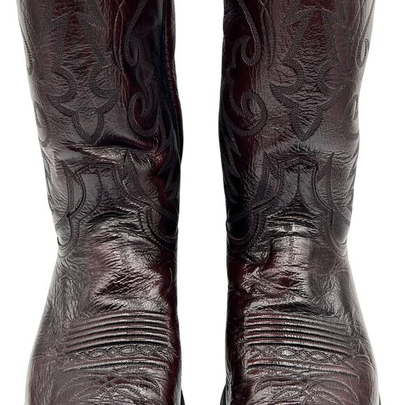 Dan Post Mens 9.5D Black Cherry Leather Cowboy Boots Western Stitching Rodeo - Picture 9 of 16